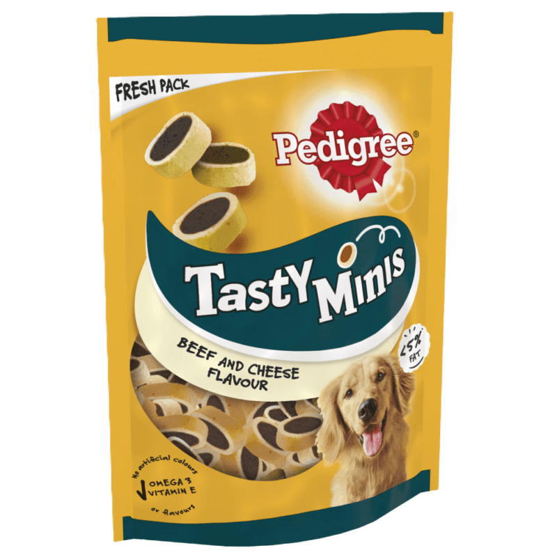 PEDIGREE® TASTY MINIS Adult Dog Treats Cheese & Beef Nibbles 140g