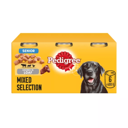 Pedigree Senior Wet Dog Food Tins Meat in Loaf 6 x400g